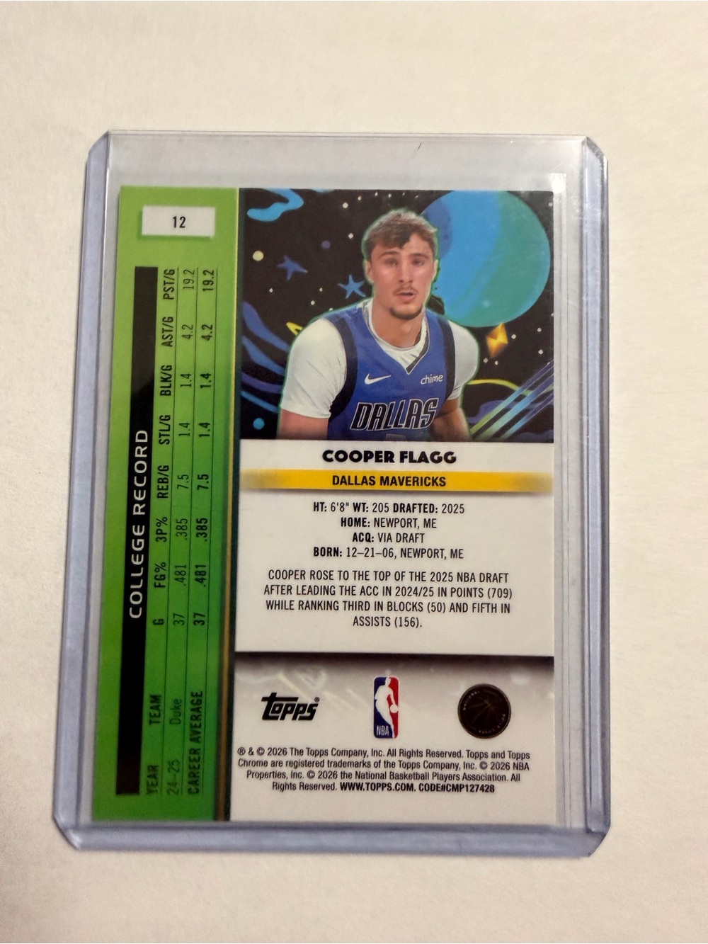 Topps CHROME Cooper Flagg Dallas RC Card - Blue, Green - Picture 2 of 2